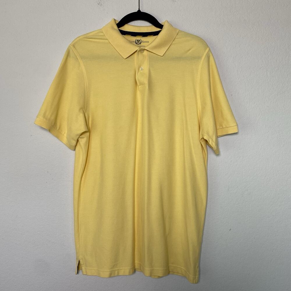 Club Room Mens 100% Pima Cotton Yellow Short Sleeve Polo Shirt Small Preppy Golf
